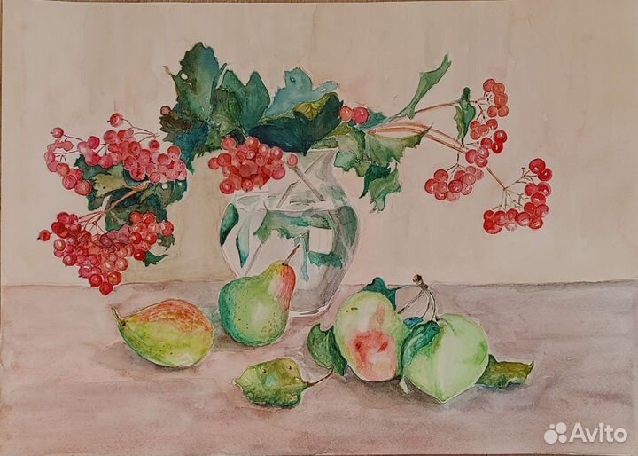 Акварель Букет калины