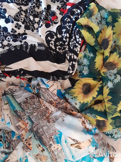 3 отреза шифон трикотаж на платья