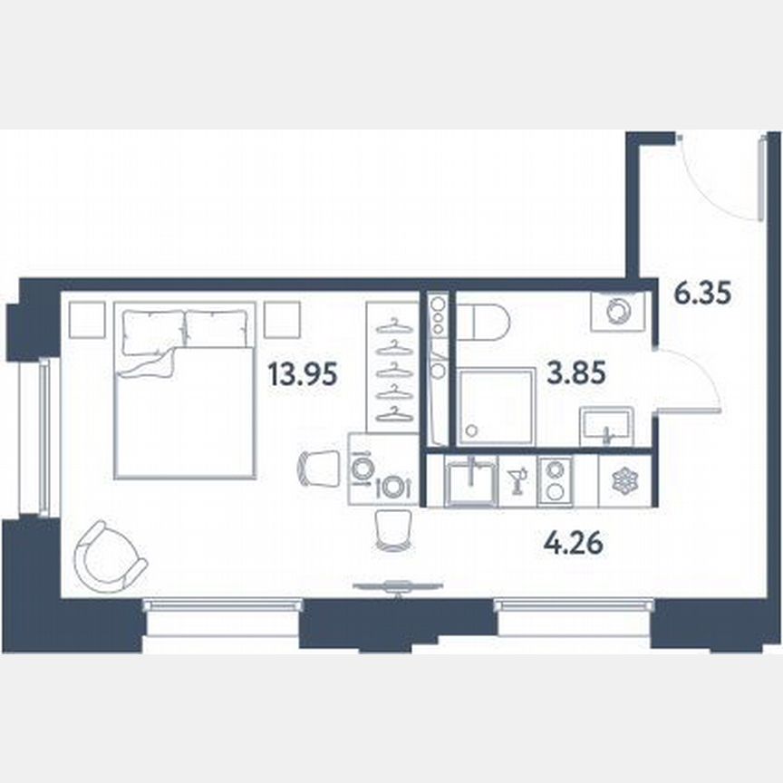 Апартаменты-студия, 28,4 м², 9/16 эт.