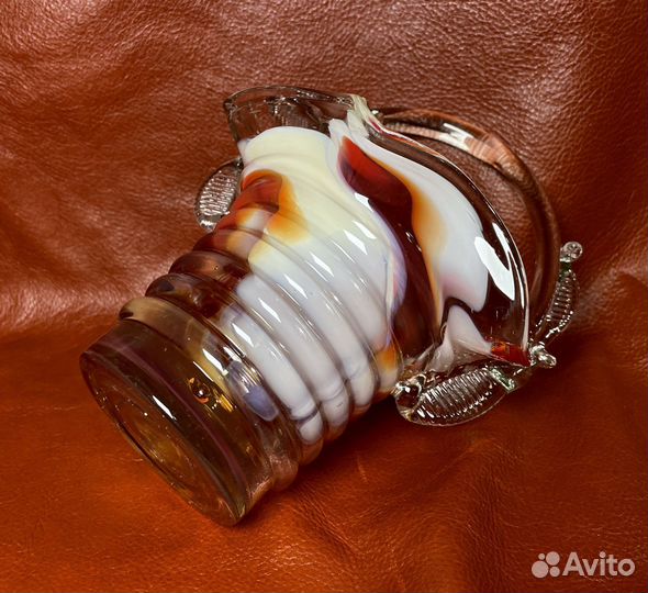 Корзинка ваза для конфет цветное стекло 1970-х