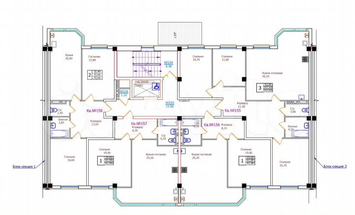 2-к. квартира, 72,6 м², 5/8 эт.