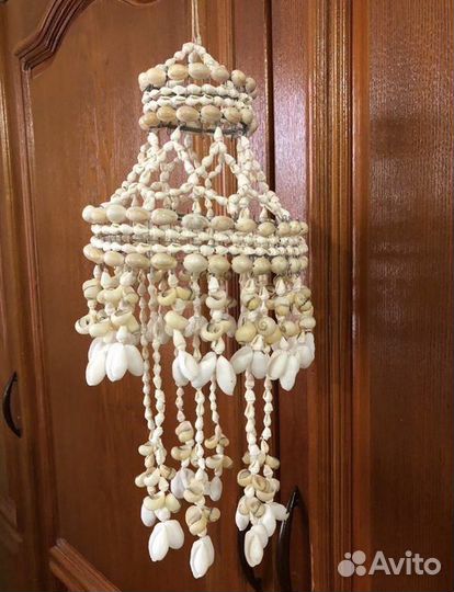 Абажур ручной работы из ракушек Ципреи 3 шт