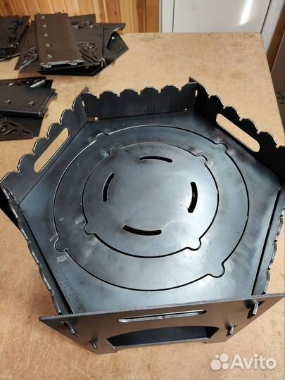 Разборная печь под казан 3 в 1, сталь 3 мм