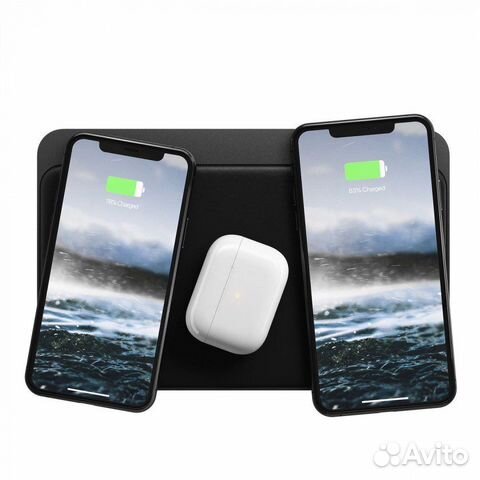 Беспроводная зарядка станция Nomad кожа/дерево