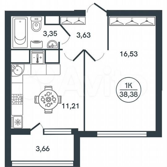 1-к. квартира, 38,4 м², 14/17 эт.