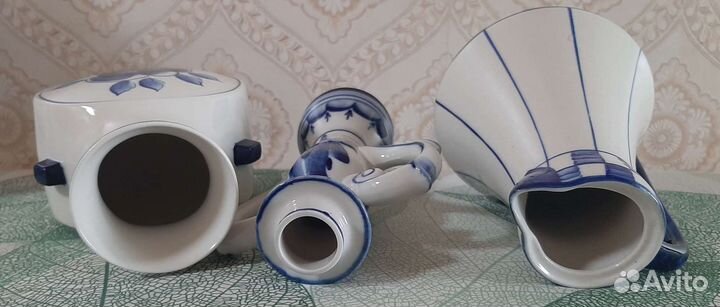 Кувшин. Ваза. Подсвечник. Гжель