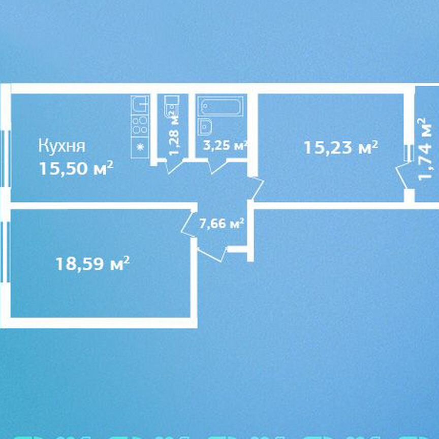 2-к. квартира, 63,3 м², 9/9 эт.