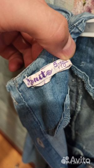 Платье джинсовое для девочки 110 и косынка