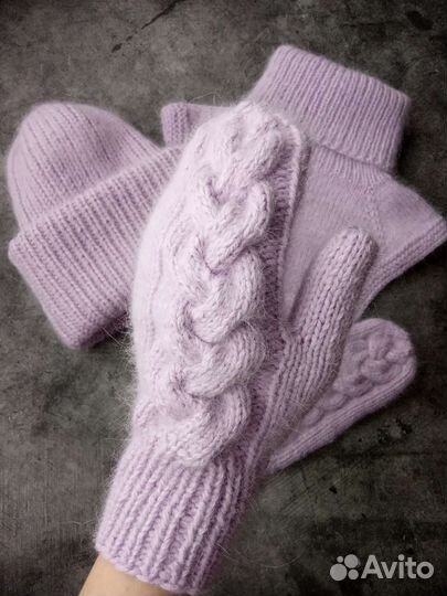 Комплект шапка, снуд и варежки женский