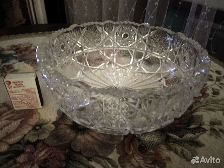 Хрустальная ваза для фруктов D22см Югославия