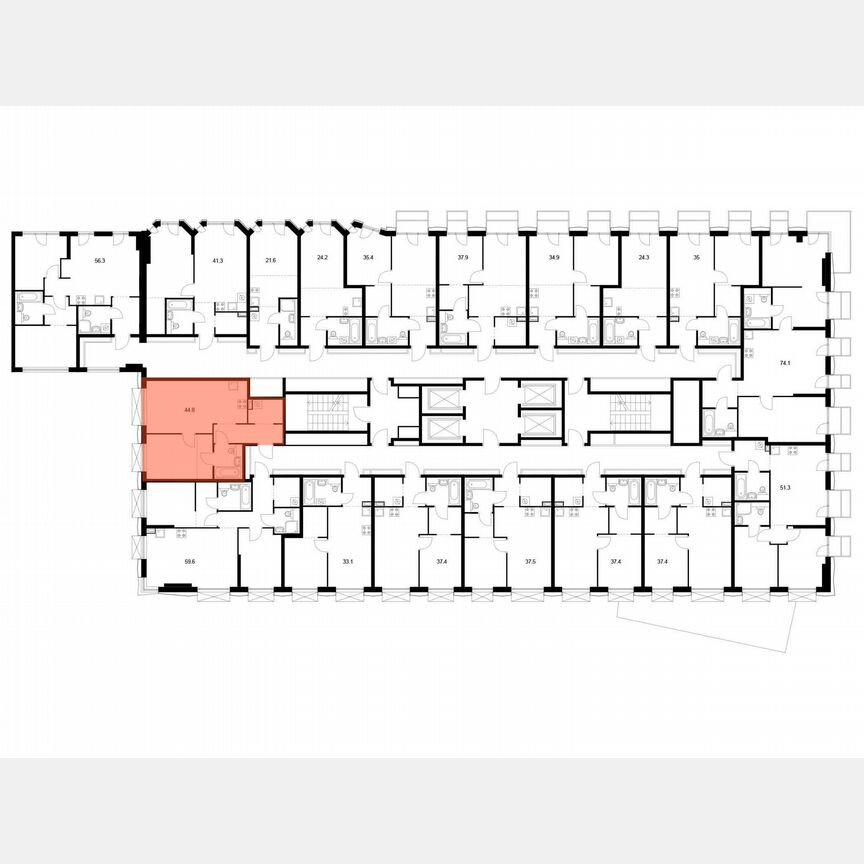 1-к. квартира, 44,8 м², 2/30 эт.