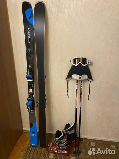 Горные лыжи,ботинки,палки,очки