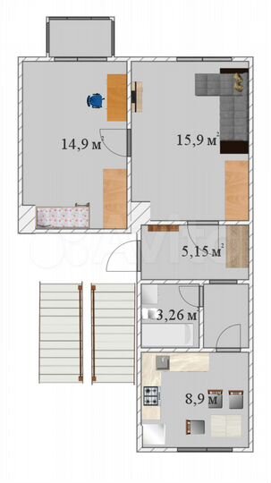 2-к. квартира, 50,6 м², 3/4 эт.