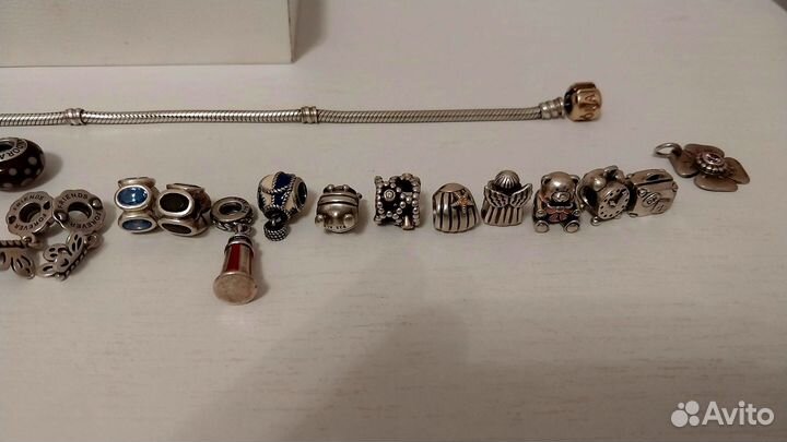 Браслет серебряный Pandora с шармами оригинал