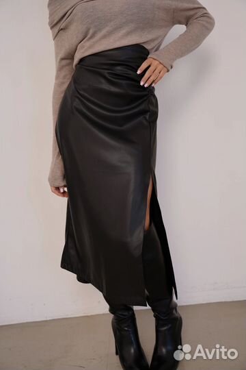 Кожаная юбка длинная