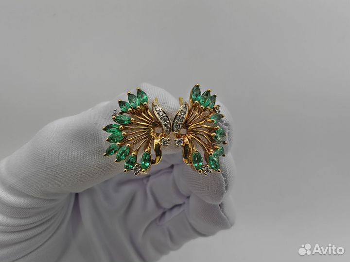 Золотые Серьги 750 пробы с бриллиантами. Рассрочка