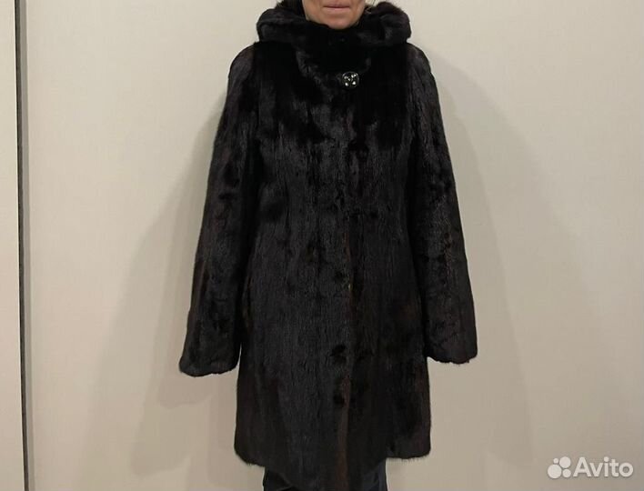 Шуба норковая с капюшоном 42 44 бу