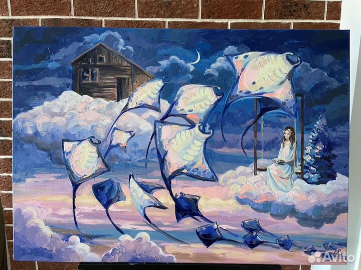 Большая картина с облаками для детской 100*70 см