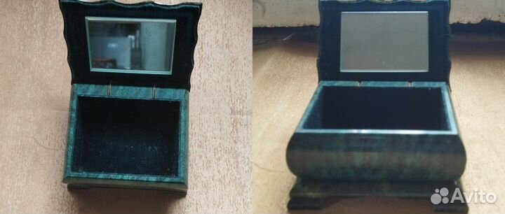 Шкатулки малахитовая и декоративные