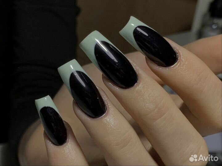 Наращивание ногтей, гель лак, нюд, модель