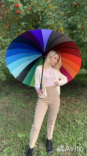 Яркий радужный зонт 24 спицы металл