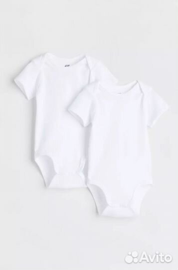 Боди белые h&m 86 с коротким рукавом 2 шт