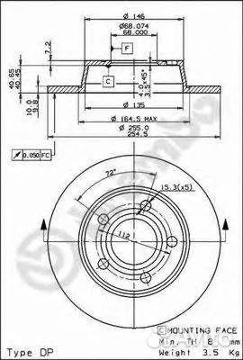 Диск тормозной задн audi A6 97-05 A6 Avant 97-05 allroad 00-05