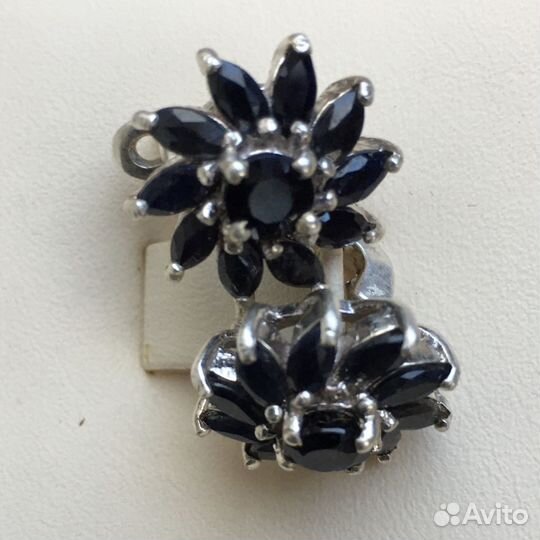 Серебряные серьги 925 с сапфирами