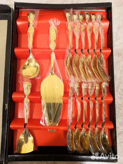 Набор столовых приборов (kaffebesteck vergoldet)