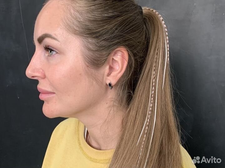 Перья в волосы наращивание перьев