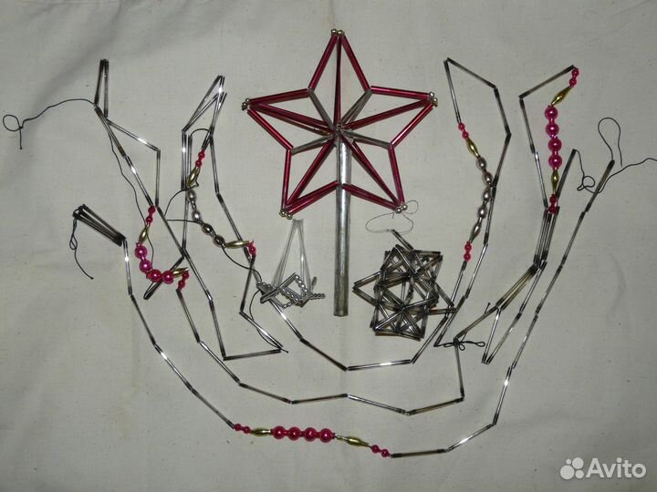 Елочные игрушки, стеклярус. СССР