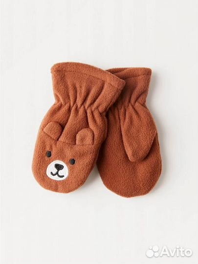 Варежки,пинетки флисовые оранжевые new 0-6 месяцев