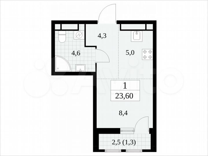 Квартира-студия, 23,6 м², 9/30 эт.