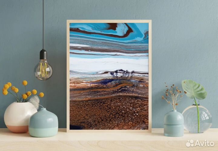 Картина на холсте флюид арт абстракция 30*40 см