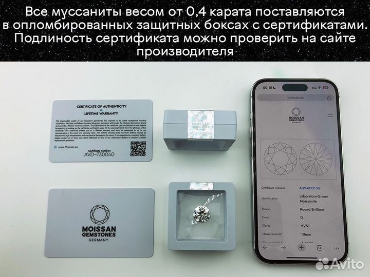 Оригинальные муассаниты из Германии щкк3 ирм0 эмдп