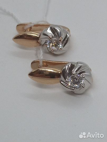 Золотые серьги с Фианитами