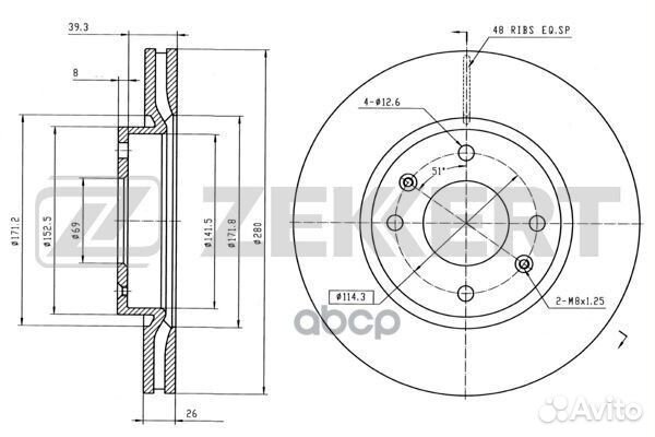 Диск торм. перед. Hyundai Elantra 03- Sonata IV