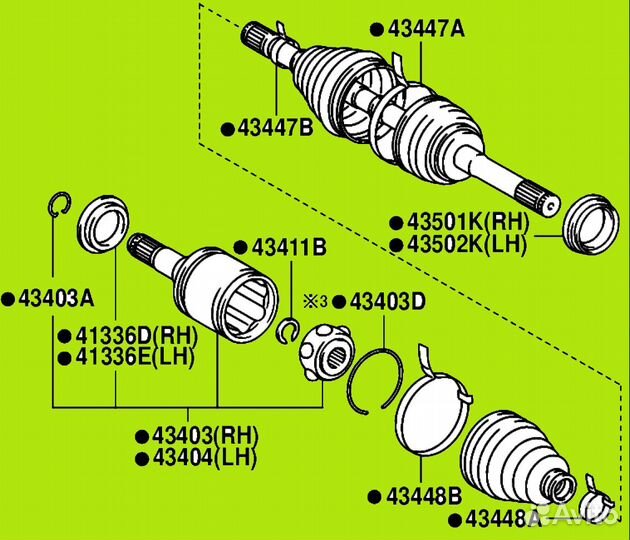 Привод передний (полуось) Totota Lexus 4343060071