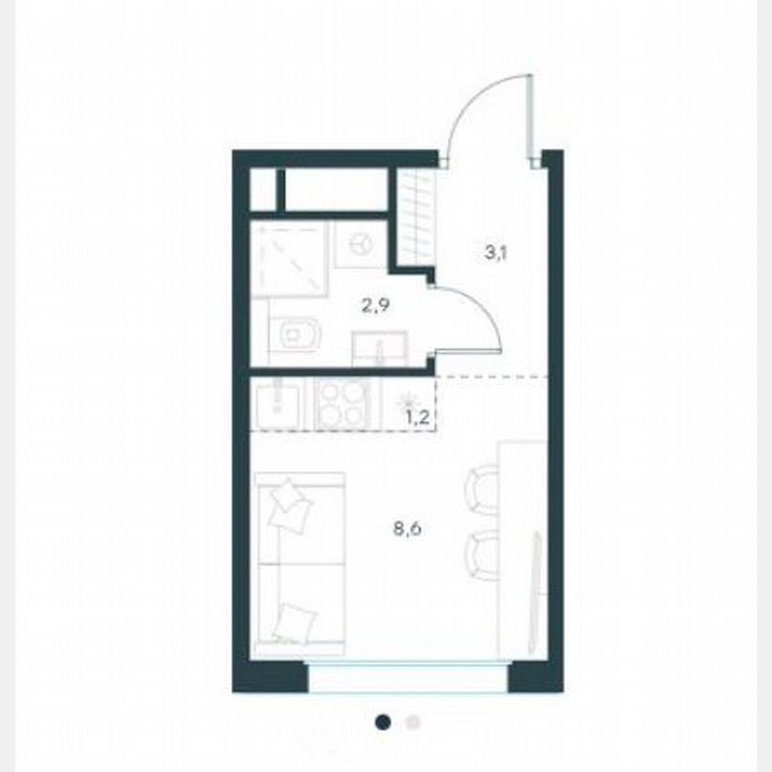 Квартира-студия, 15,8 м², 19/30 эт.