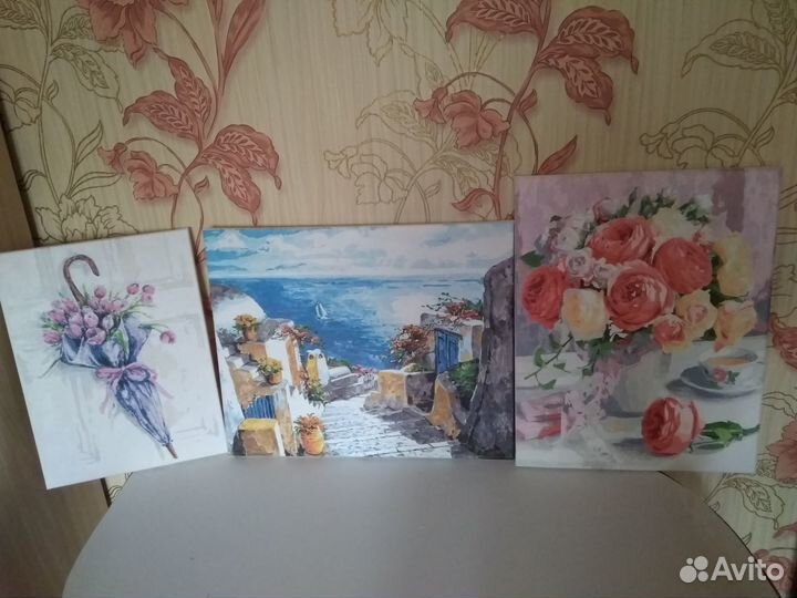 Картины по номерам раскрашенные 350р. за одну