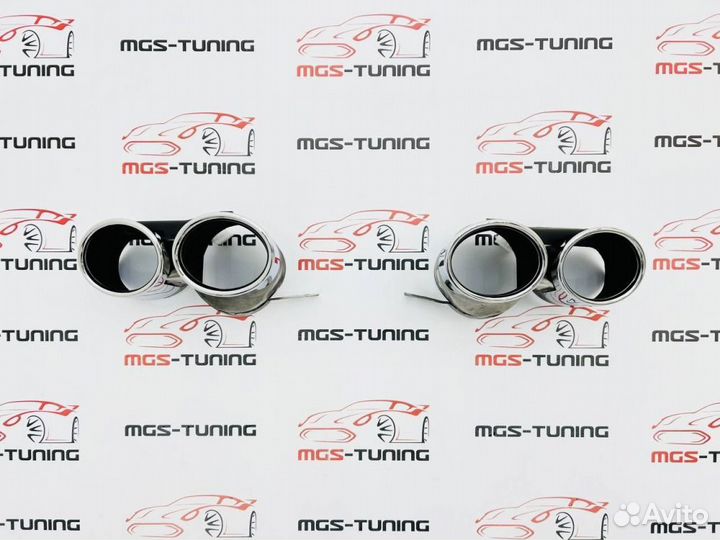 Насадки на выхлоп Audi Q8 двойные хром Стиль SQ8