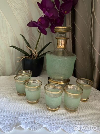 Графин с рюмками насыпное стекло СССР