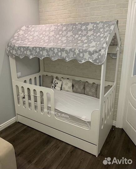 Детская кровать домик с ящиком