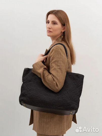 Сумка плетеная кожа Nero Vintage Италия