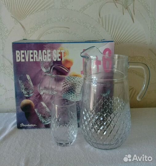 Кувшин и 6 стаканов новый набор