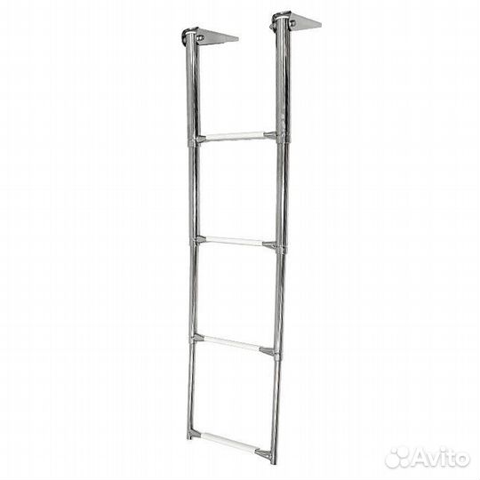 Трап телескопический складной узкий, 4 белых ступе