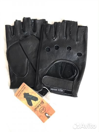 Кожаные перчатки без бальцев для вождения митенки