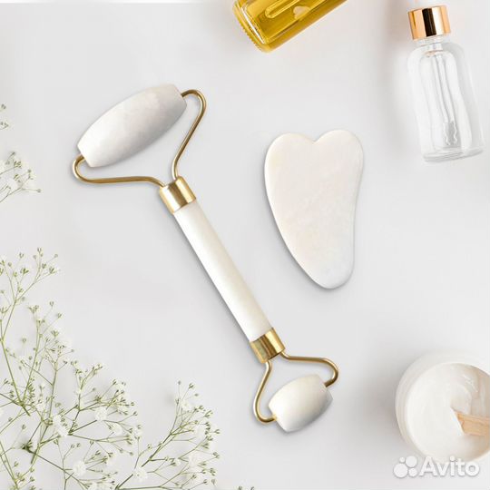Набор массажеров Гуаша для лица, кальцит