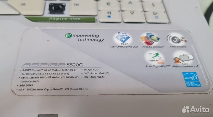 Ноутбук Acer Aspire 5520g c 8600m gs