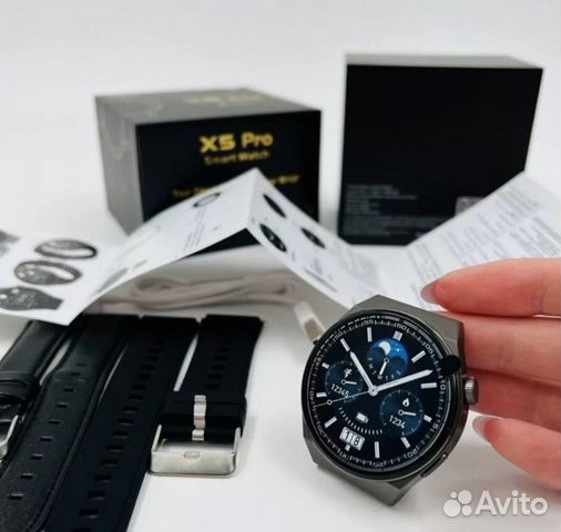Умные смарт часы круглые X5 Pro черный металлик
